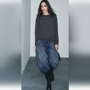 ZARA GRAY PLAIN KNIT SWEATER WITH SIDE STRAPS ✨️✨️✨️